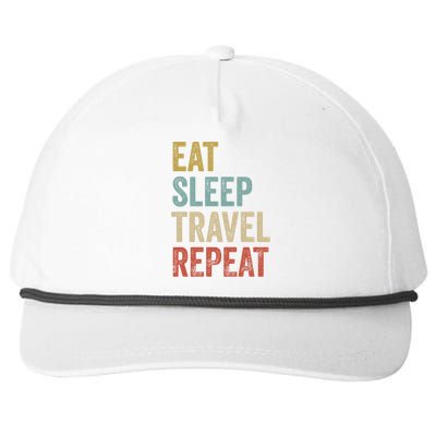 Eat Sleep Travel Repeat Funny Traveler Cute Gift Snapback Five-Panel Rope Hat