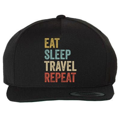 Eat Sleep Travel Repeat Funny Traveler Cute Gift Wool Snapback Cap