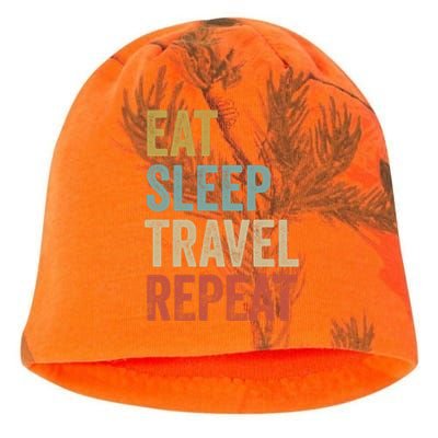 Eat Sleep Travel Repeat Funny Traveler Cute Gift Kati - Camo Knit Beanie