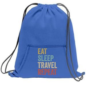 Eat Sleep Travel Repeat Funny Traveler Cute Gift Sweatshirt Cinch Pack Bag