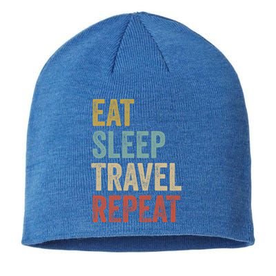 Eat Sleep Travel Repeat Funny Traveler Cute Gift Sustainable Beanie