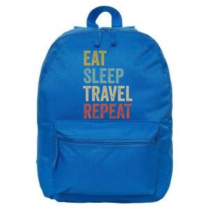 Eat Sleep Travel Repeat Funny Traveler Cute Gift 16 in Basic Backpack