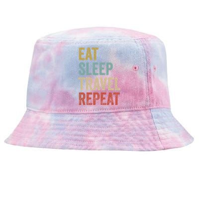 Eat Sleep Travel Repeat Funny Traveler Cute Gift Tie-Dyed Bucket Hat