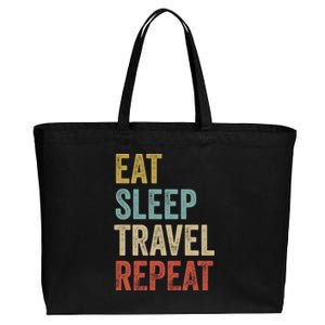 Eat Sleep Travel Repeat Funny Traveler Cute Gift Cotton Canvas Jumbo Tote