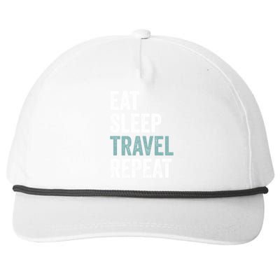 Eat Sleep Travel Repeat Funny Traveling Funny Gift Snapback Five-Panel Rope Hat