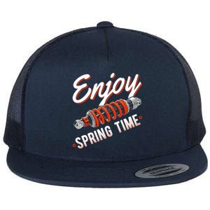 Enjoy Spring Time Funny Car Tuning Lowering Springs Quote Gift Flat Bill Trucker Hat