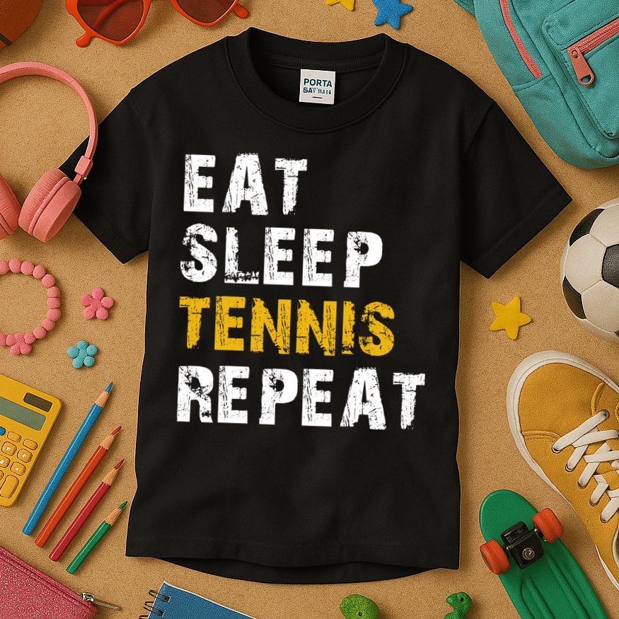 Eat Sleep Tennis Repeat Kids T-Shirt