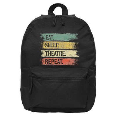 Eat Sleep Theatre Repeat Theater Tech Gifts Actor Actress 16 in Basic Backpack