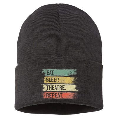 Eat Sleep Theatre Repeat Theater Tech Gifts Actor Actress Sustainable Knit Beanie