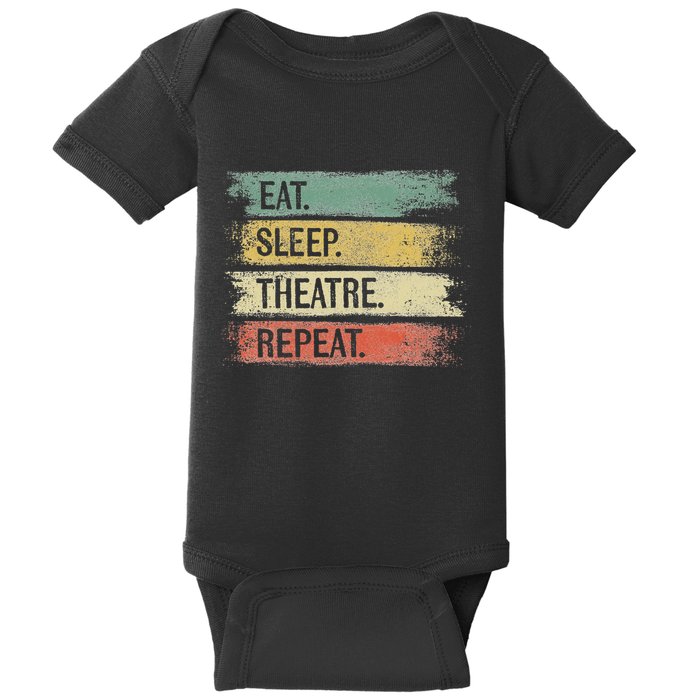 Eat Sleep Theatre Repeat Theater Tech Gifts Actor Actress Baby Bodysuit