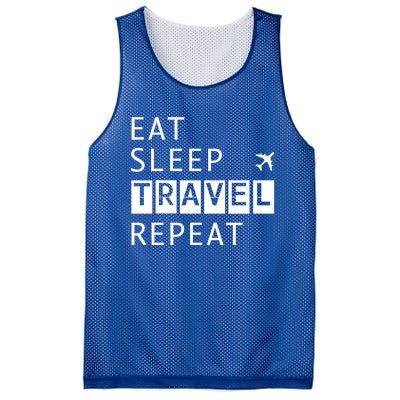 Eat Sleep Travel Repeat Funny Vacay Gift Mesh Reversible Basketball Jersey Tank