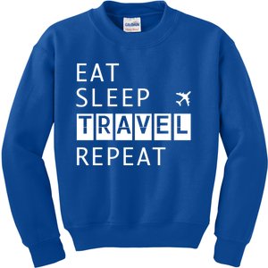 Eat Sleep Travel Repeat Funny Vacay Gift Kids Sweatshirt