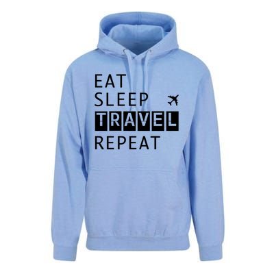 Eat Sleep Travel Repeat Funny Vacay Gift Unisex Surf Hoodie