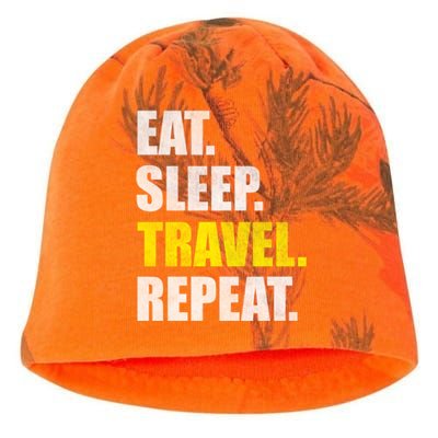 Eat Sleep Travel Repeat Funny Gift Kati - Camo Knit Beanie