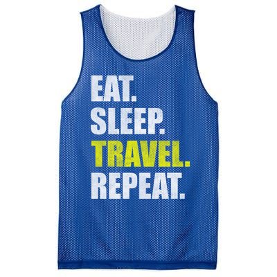 Eat Sleep Travel Repeat Funny Gift Mesh Reversible Basketball Jersey Tank