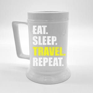 Eat Sleep Travel Repeat Funny Gift Beer Stein