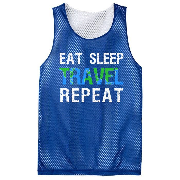 Eat Sleep Travel Repeat Funny Wanderlust Travelling Nomad Meaningful Gift Mesh Reversible Basketball Jersey Tank