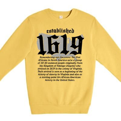 Established 1619 African American History US Map Premium Crewneck Sweatshirt