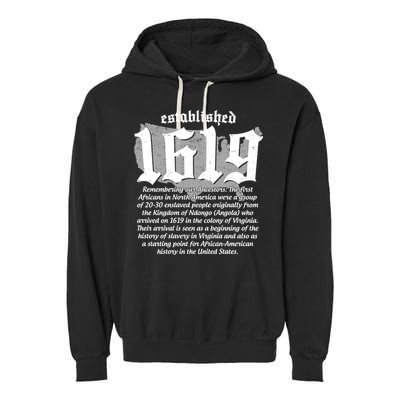 Established 1619 African American History US Map Garment-Dyed Fleece Hoodie