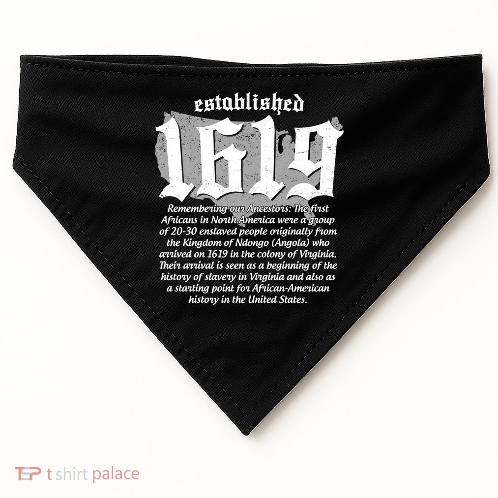 Established 1619 African American History US Map USA-Made Doggie Bandana