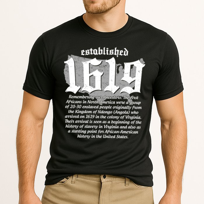 Established 1619 African American History US Map Cooling Performance Crew T-Shirt