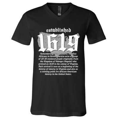 Established 1619 African American History US Map V-Neck T-Shirt