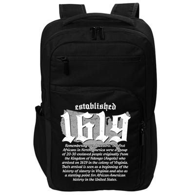 Established 1619 African American History US Map Impact Tech Backpack