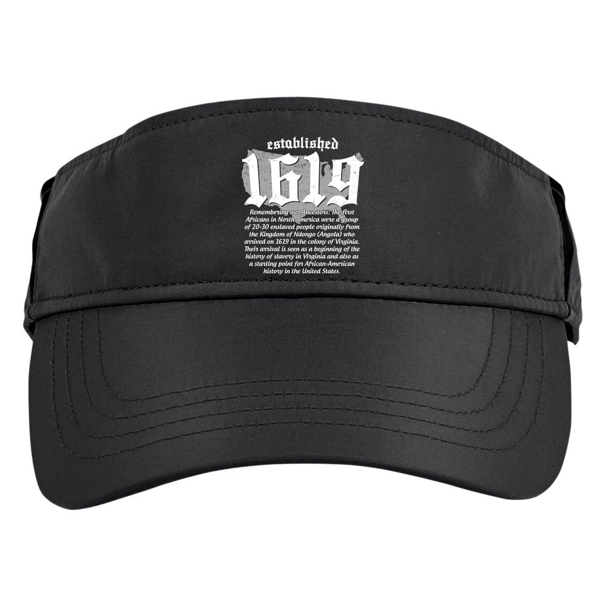Established 1619 African American History US Map Adult Drive Performance Visor