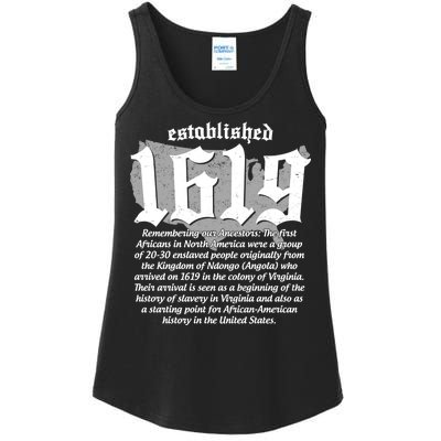 Established 1619 African American History US Map Ladies Essential Tank