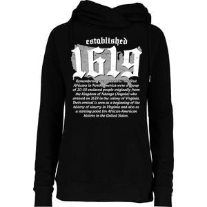 Established 1619 African American History US Map Womens Funnel Neck Pullover Hood