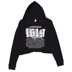 Established 1619 African American History US Map Crop Fleece Hoodie