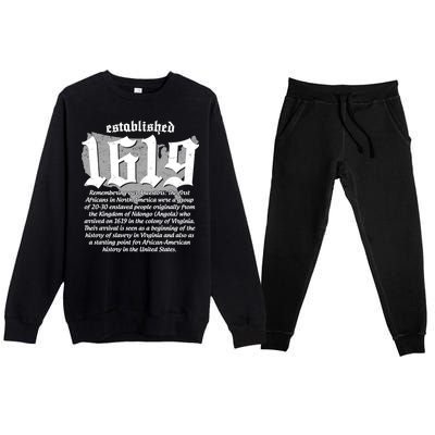 Established 1619 African American History US Map Premium Crewneck Sweatsuit Set