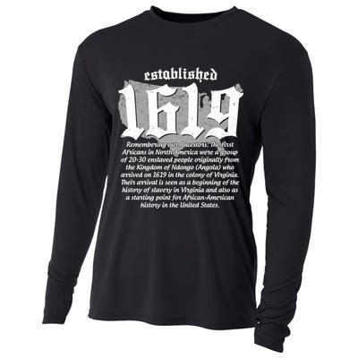 Established 1619 African American History US Map Cooling Performance Long Sleeve Crew