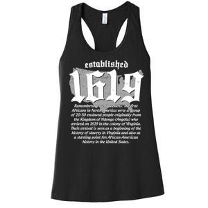 Established 1619 African American History US Map Women's Racerback Tank