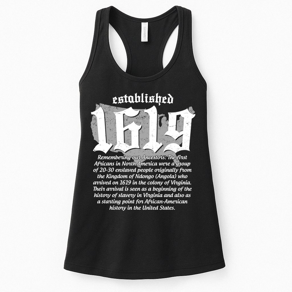 Established 1619 African American History US Map Womens Tank Top