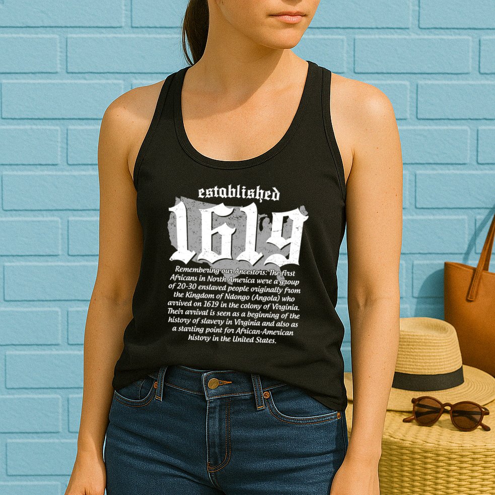 Established 1619 African American History US Map Womens Tank Top