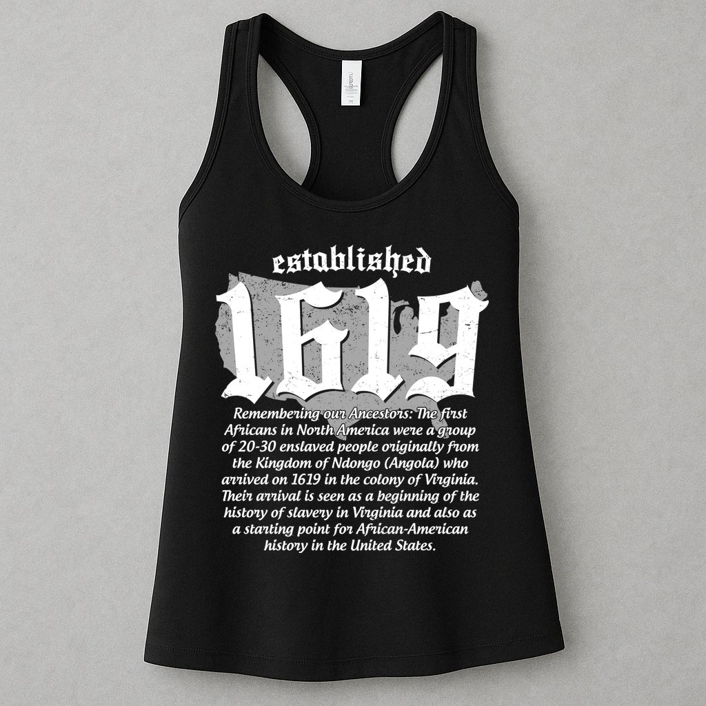 Established 1619 African American History US Map Womens Tank Top