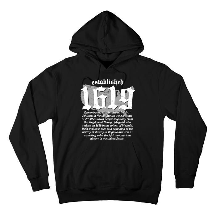 Established 1619 African American History US Map Tall Hoodie