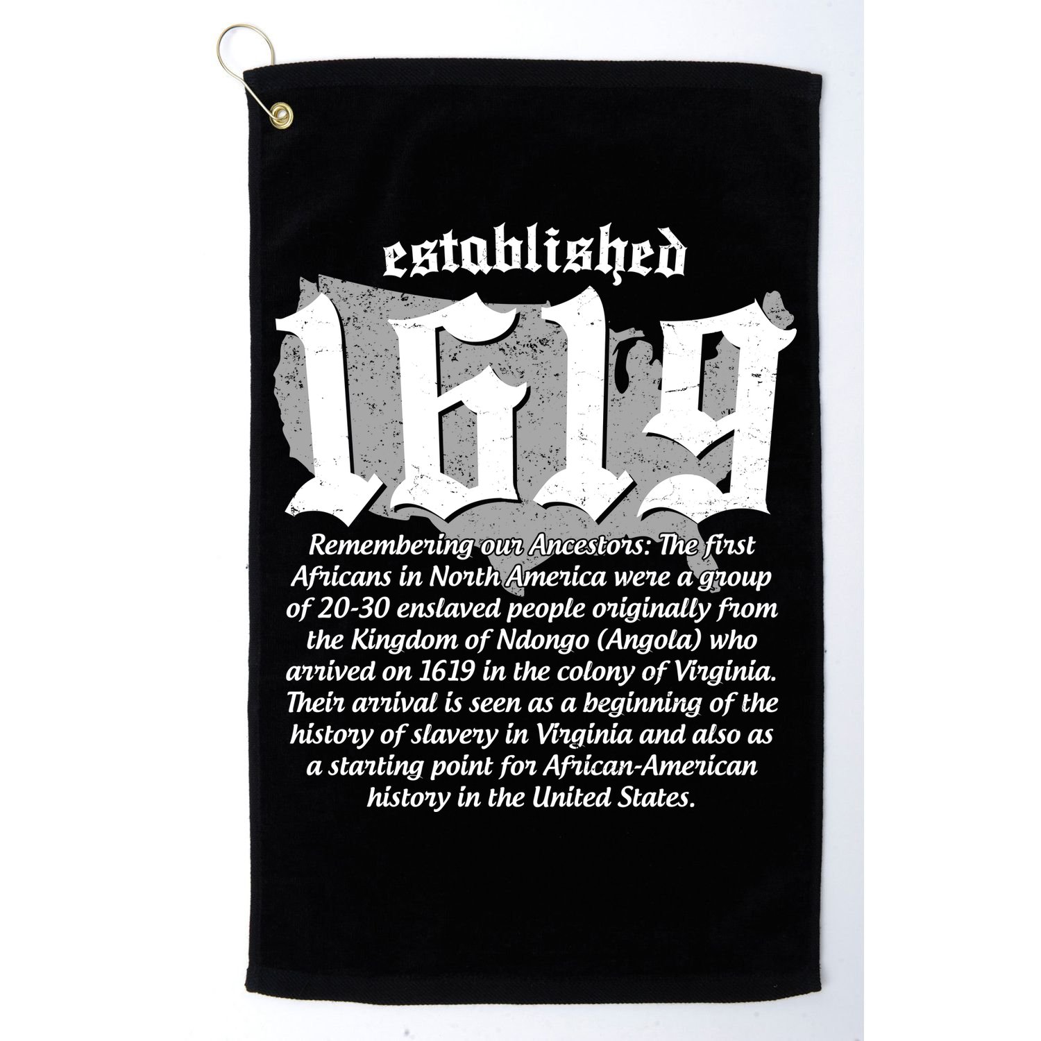 Established 1619 African American History US Map Golf Towel