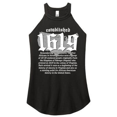 Established 1619 African American History US Map Women's Perfect Tri Rocker Tank