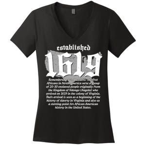 Established 1619 African American History US Map Women's V-Neck T-Shirt