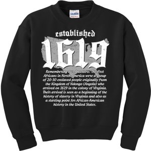 Established 1619 African American History US Map Kids Sweatshirt