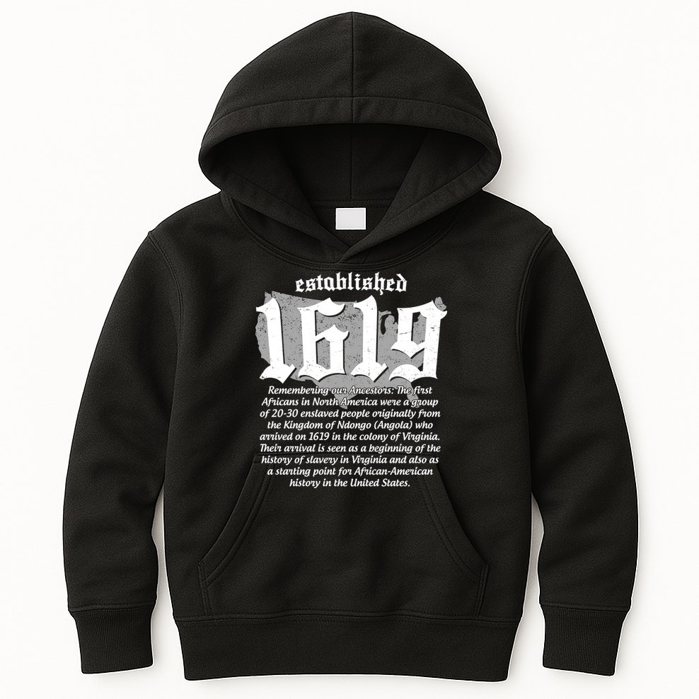 Established 1619 African American History US Map Kids Hoodie