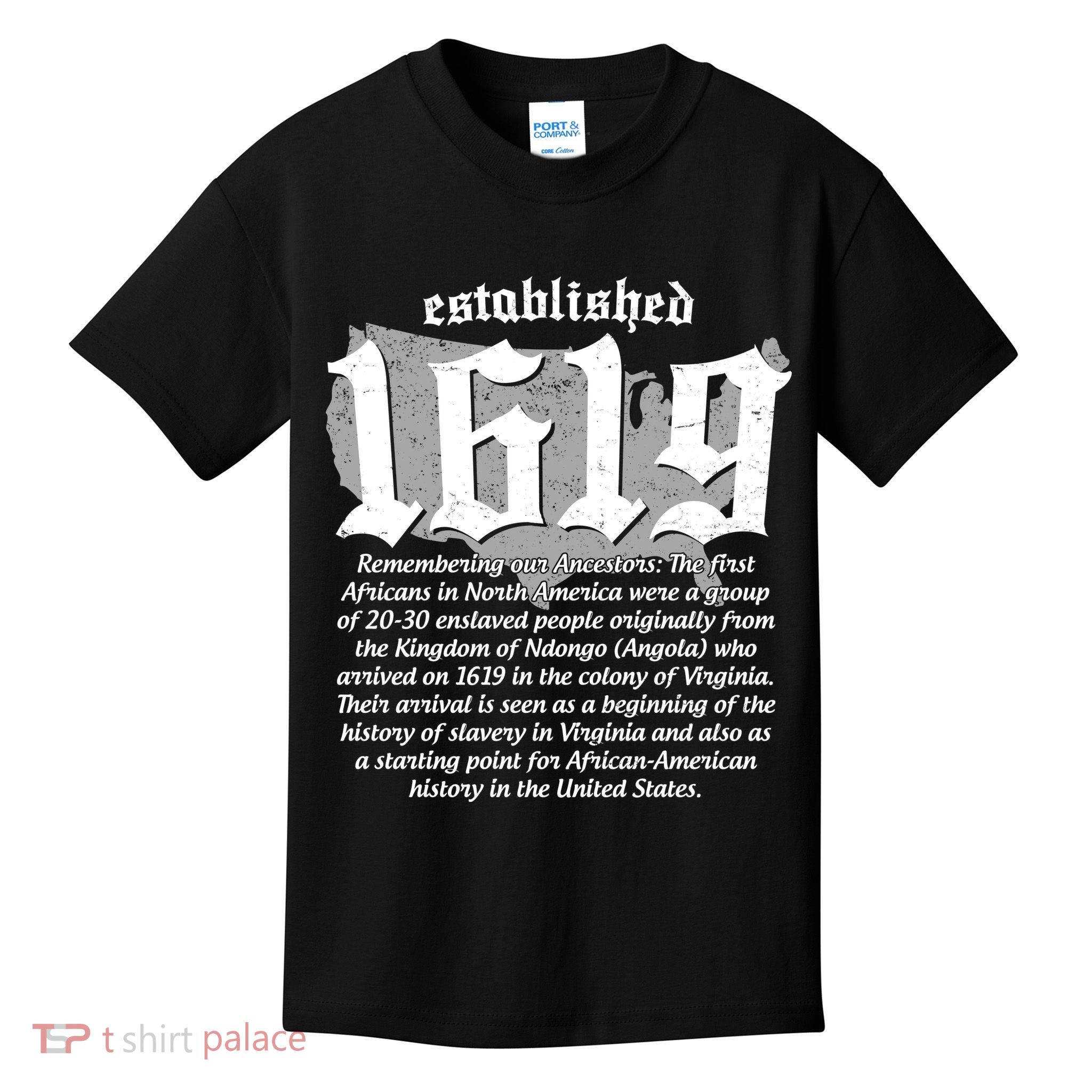 Established 1619 African American History US Map Kids T-Shirt