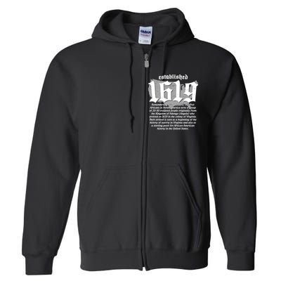 Established 1619 African American History US Map Full Zip Hoodie