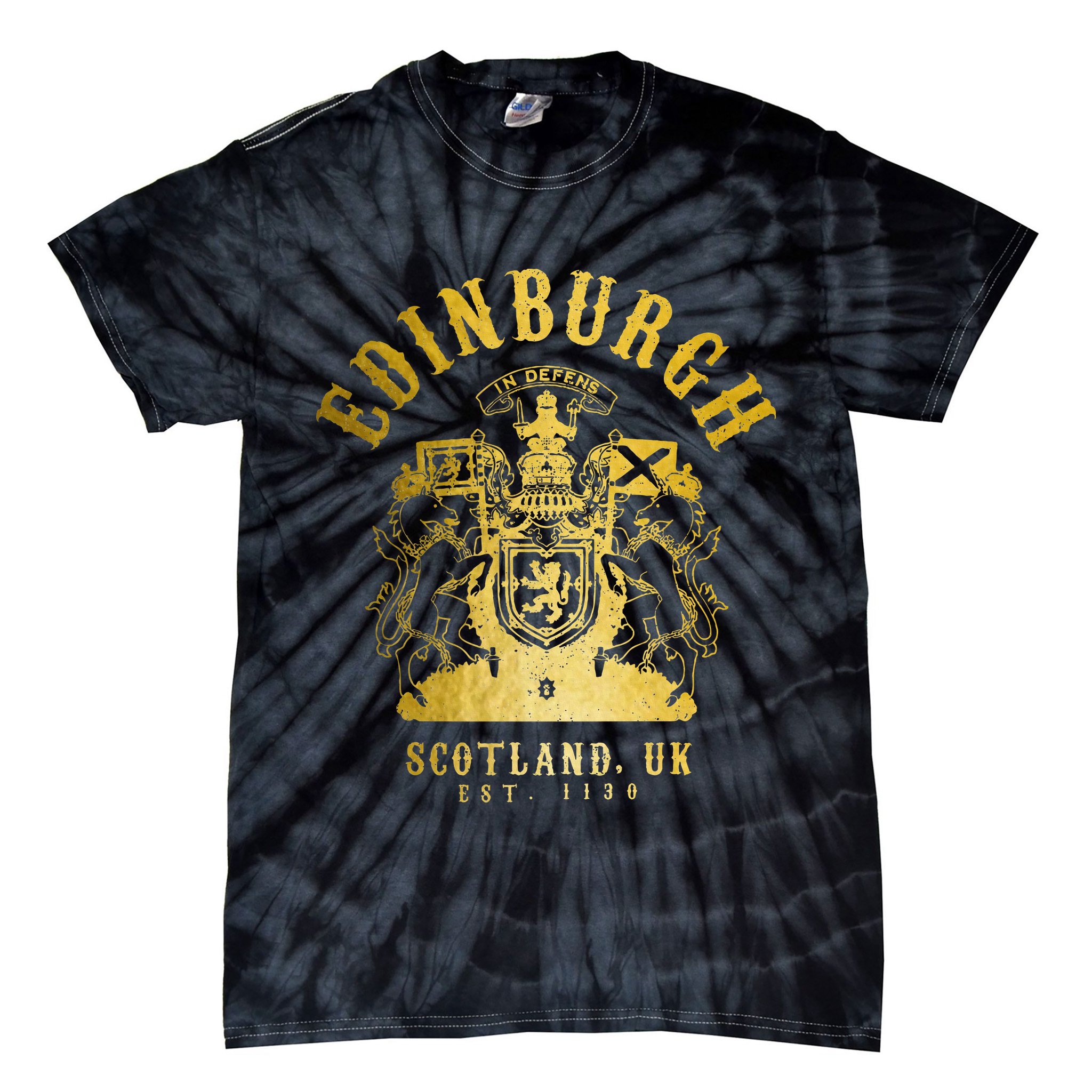 Edinburgh Scotland Uk Vintage Scottish Tie-Dye T-Shirt