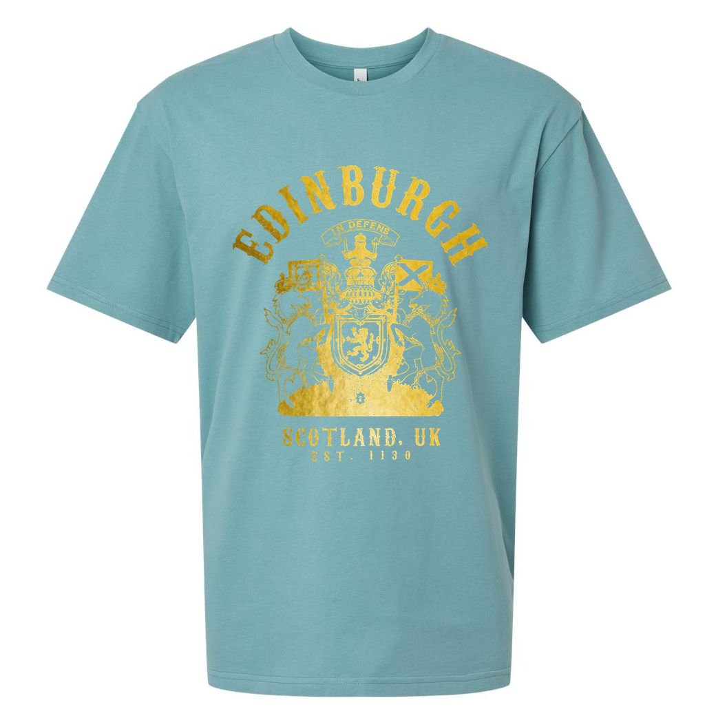 Edinburgh Scotland Uk Vintage Scottish Sueded Cloud Jersey T-Shirt