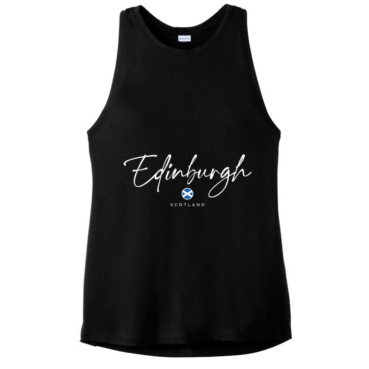 Edinburgh Scotland United Kingdom Uk Flag Ladies PosiCharge Tri-Blend Wicking Tank