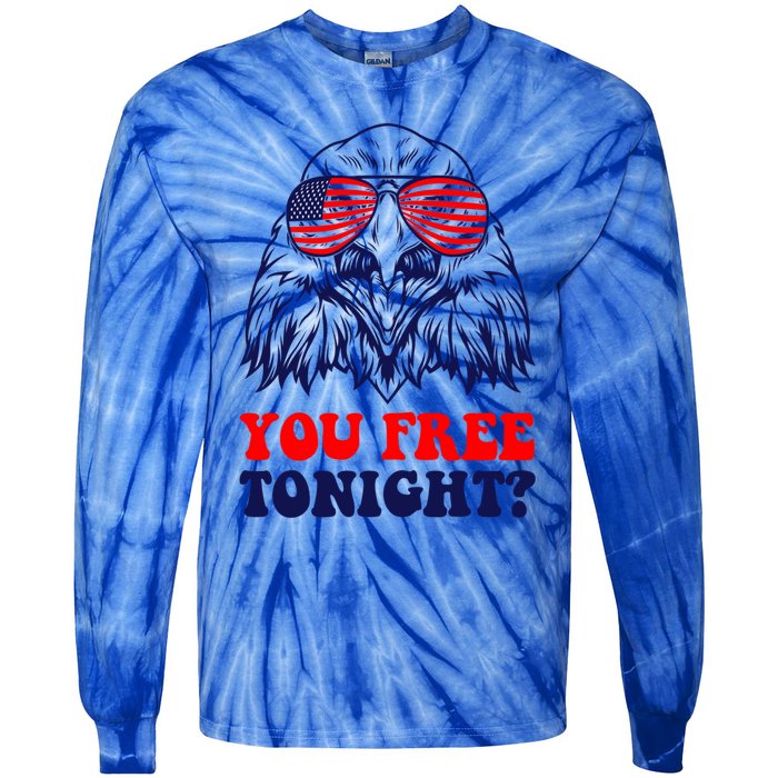 Eagle Sunglasses Usa Patriotic American You Free Tonight Gift Tie-Dye Long Sleeve Shirt