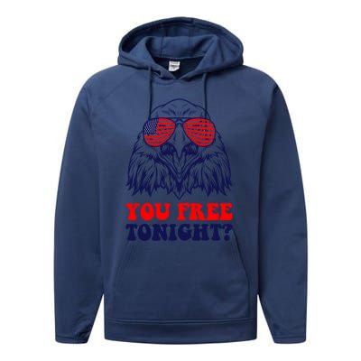 Eagle Sunglasses Usa Patriotic American You Free Tonight Gift Performance Fleece Hoodie